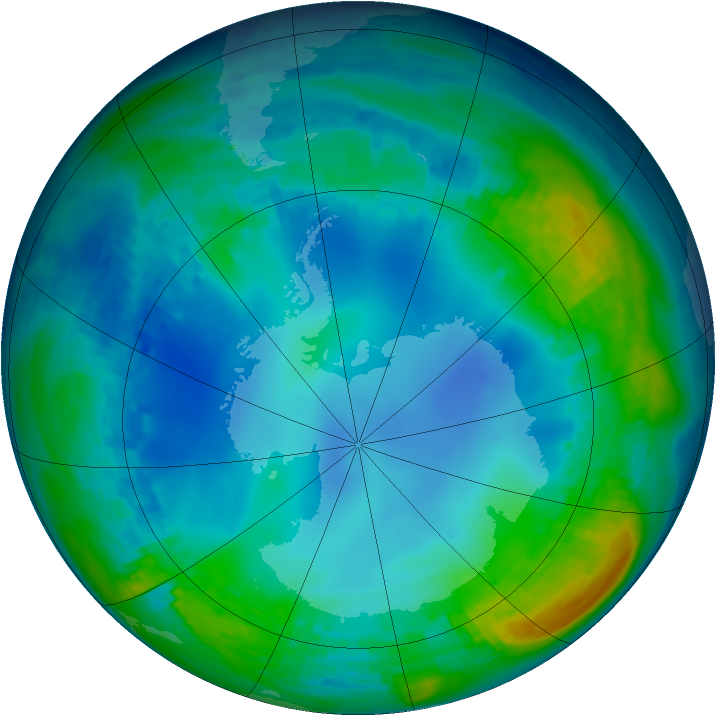 Antarctic ozone map for 24 May 2002